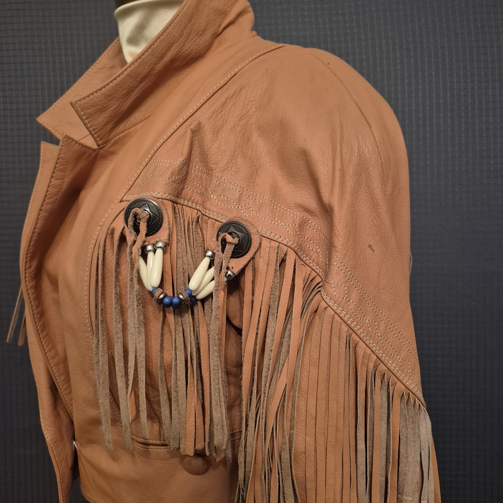 Vintage Lloyd's Leather Tan Fringe Skirt & Jacket Set